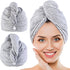 Microfiber Hair Turban Hair Drying Towel: 2 Pack Fast Absorbent & Large Twist Turban Plopping Luxe Hair Towels Anti Frizz Head Wrap with Button for Women Girls Kids Long Wet Curly Hai