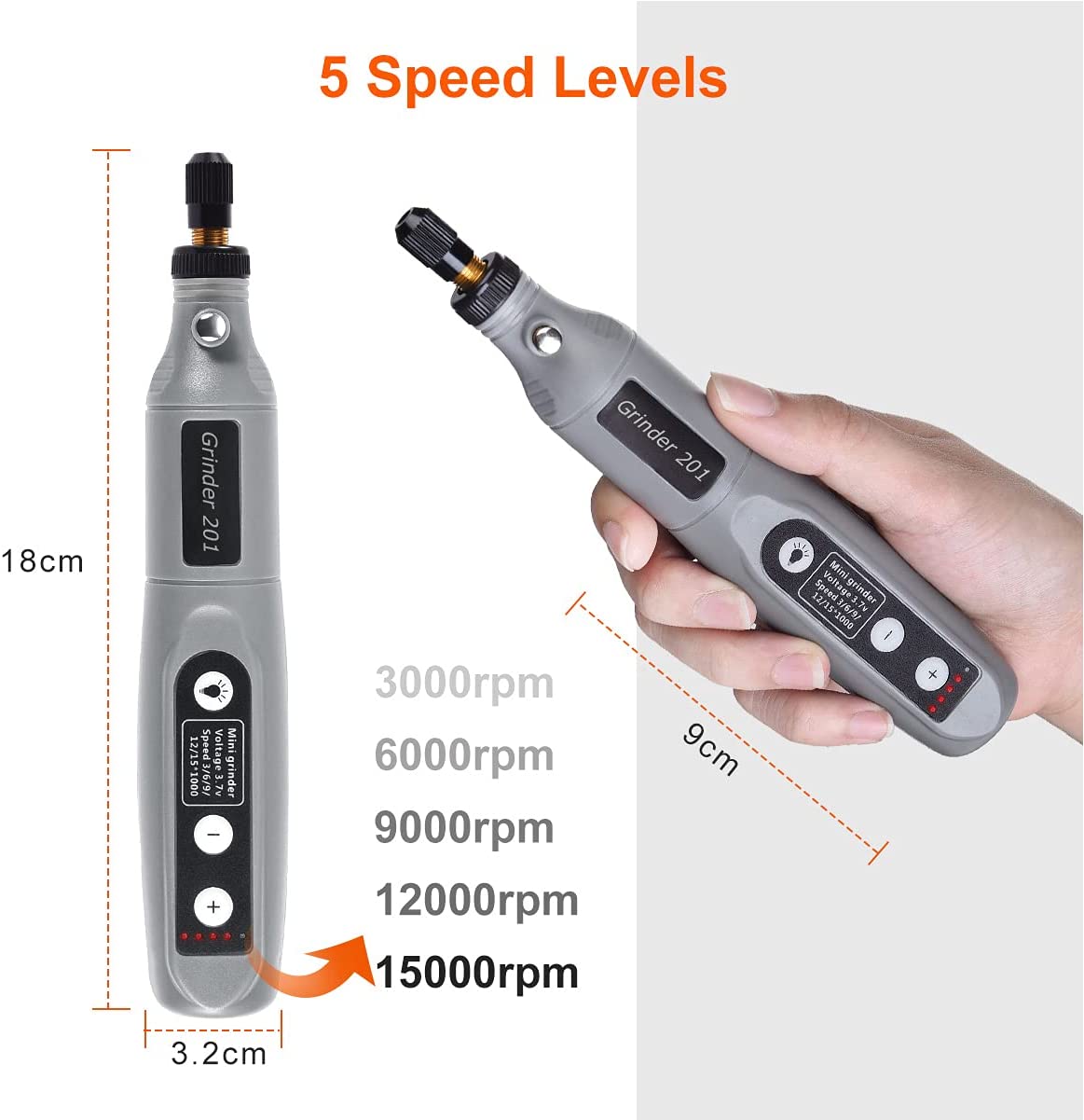 Cordless Mini Rotary Tool Set - 50Pcs Accessories 3.7V 5 Speed 3000rpm to 15000rpm Rotary Tool Kit USB Rechargeable