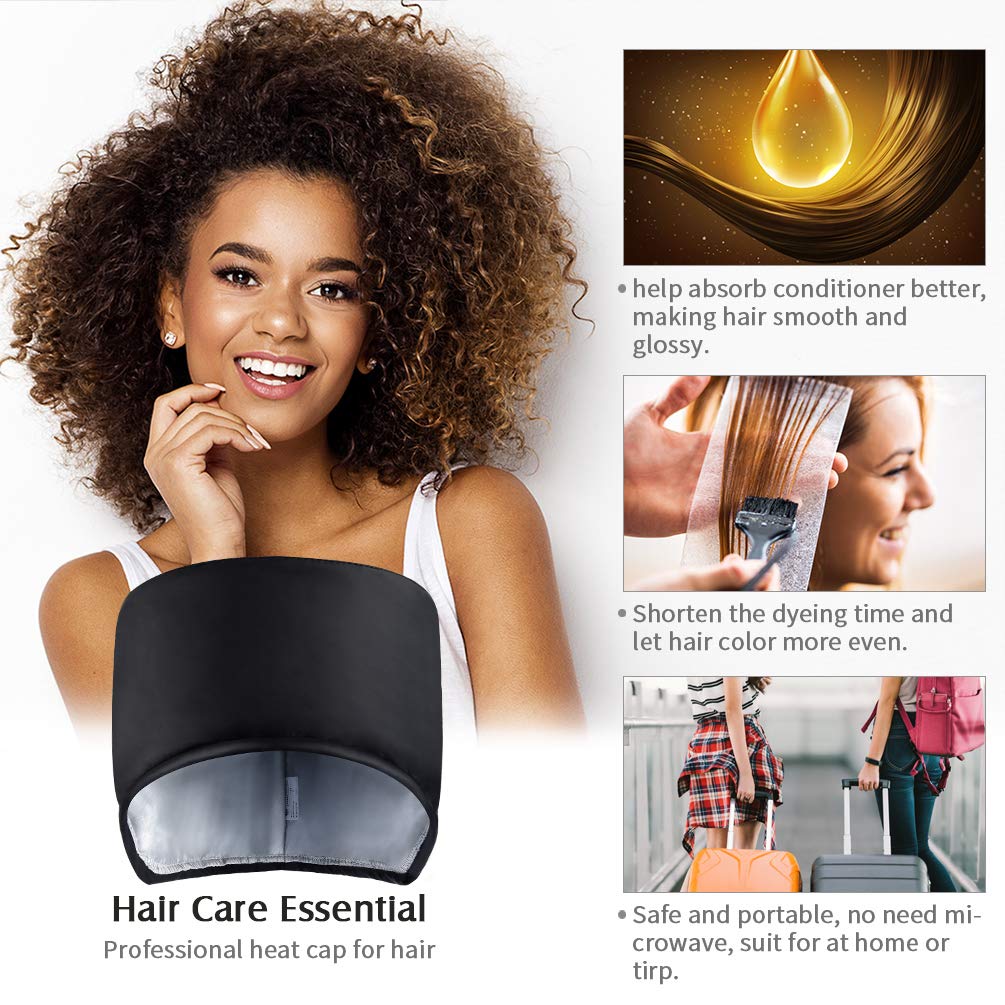 Heat Cap Hair Deep Conditioning - Heating Thermal Steamer Cap Electric Hot Treatment Cap for Natural Black