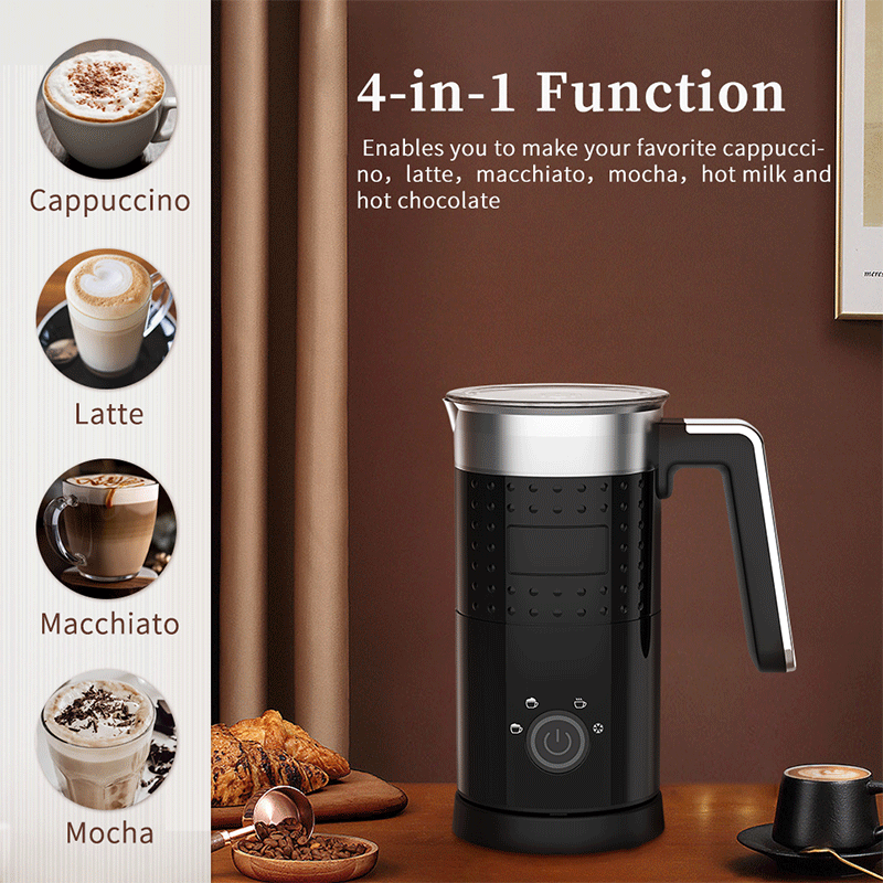Milk Frother Electric 4 in 1 - Automatic 300ml Large Capacity