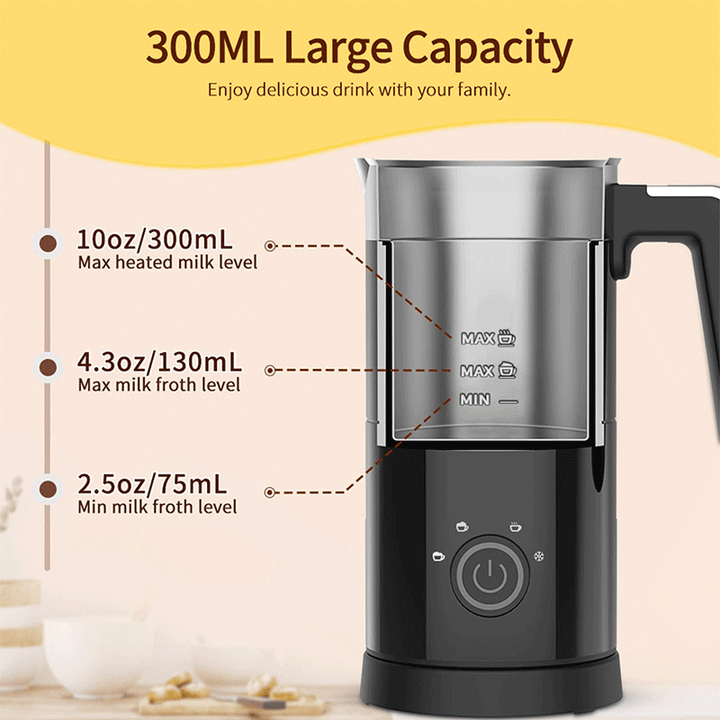 Milk Frother Electric 4 in 1 Automatic 300ml Large Capacity Rafow