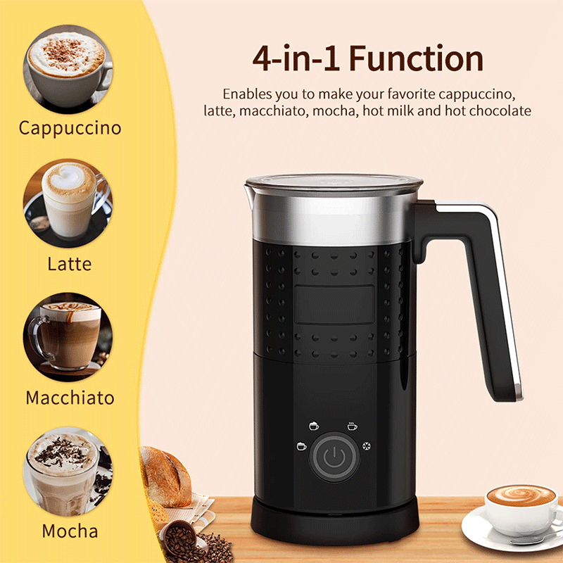 Milk Frother Electric 4 in 1 - Automatic 300ml Large Capacity