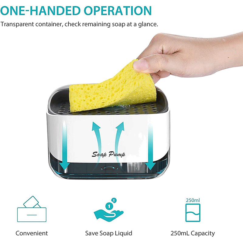 2-in-1 Soap Dispenser Sponge Holder Leak Proof for Kitchen